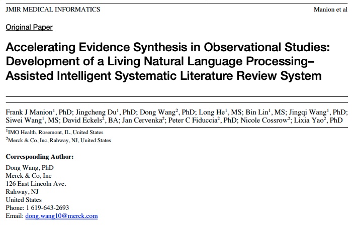 Accelerating Evidence Synthesis in Observational Studies:
Development of a Living Natural Language Processing-
Assisted Intelligent Systematic Literature Review System.